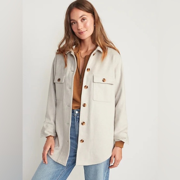 Old Navy Soft Brushed Utility Jackets in Oatmeal - Picture 1 of 4